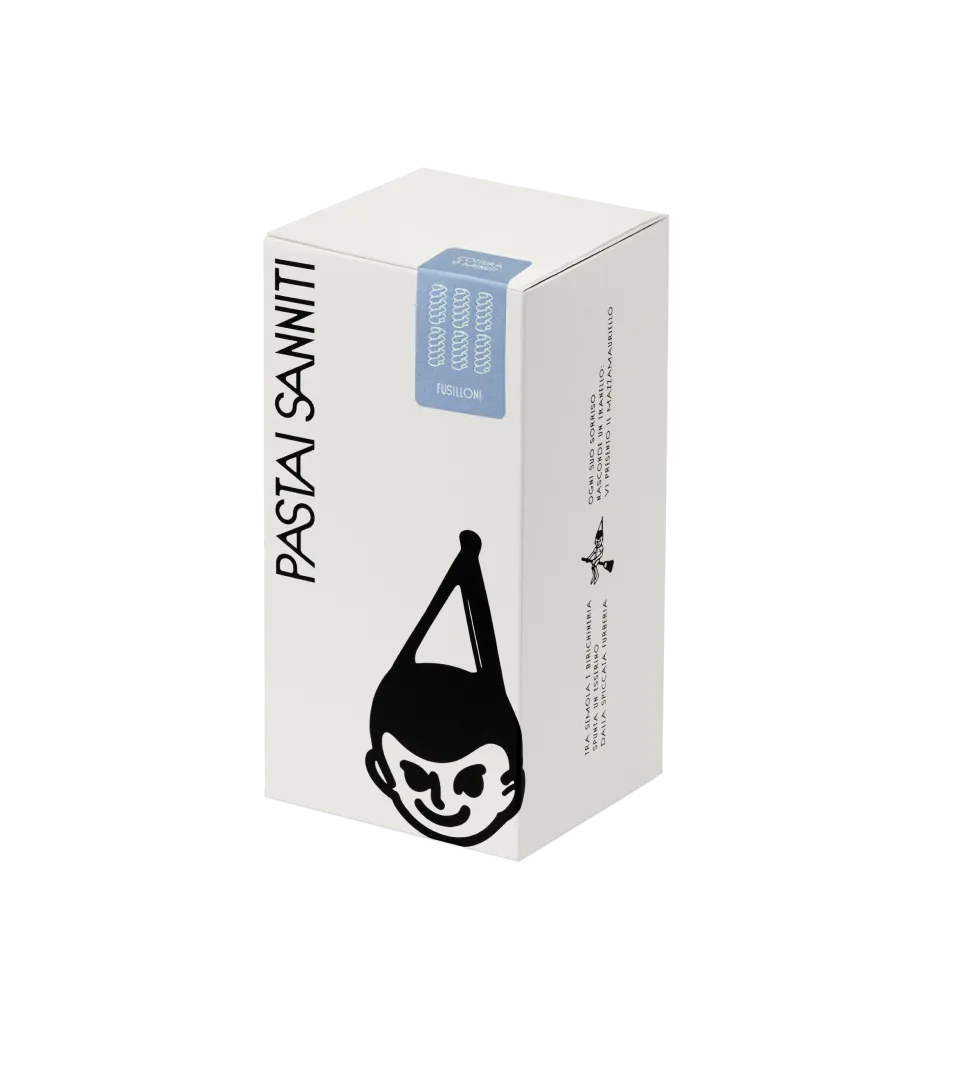 fusilloni pasta from parallelepipedo pack