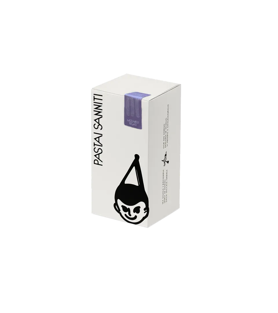 mezzanelli-rigati pasta from parallelepipedo pack